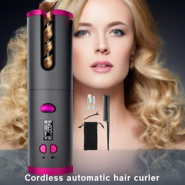 Rizador de pelo automático, rizador de pelo inalámbrico para peinar el cabello, calentamiento rápido automático
