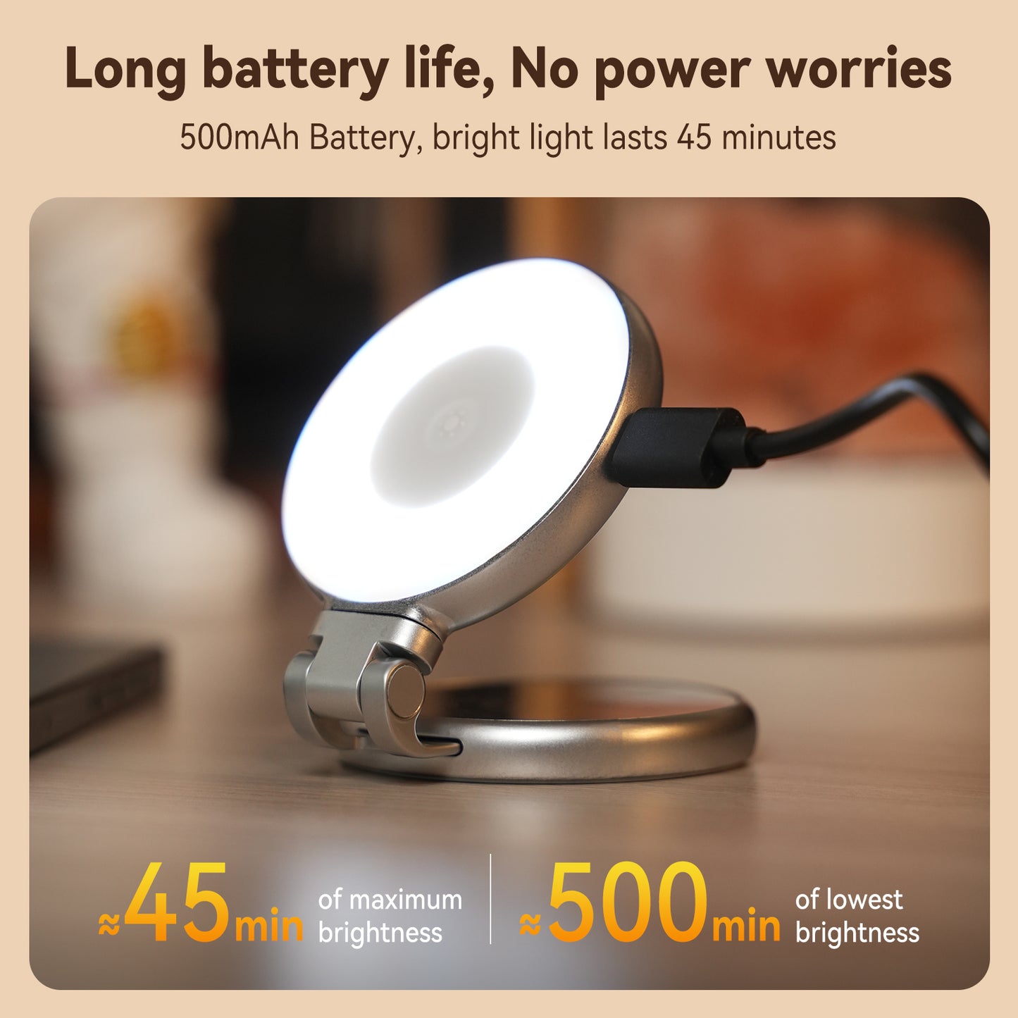 Mini Luz LED Magnética para selfies 3 modos de brillo ajustable para teléfono inteligente
