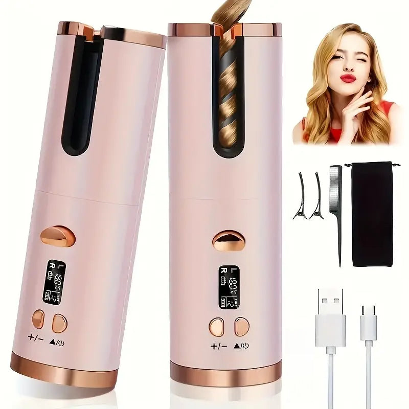 Rizador de pelo automático, rizador de pelo inalámbrico para peinar el cabello, calentamiento rápido automático
