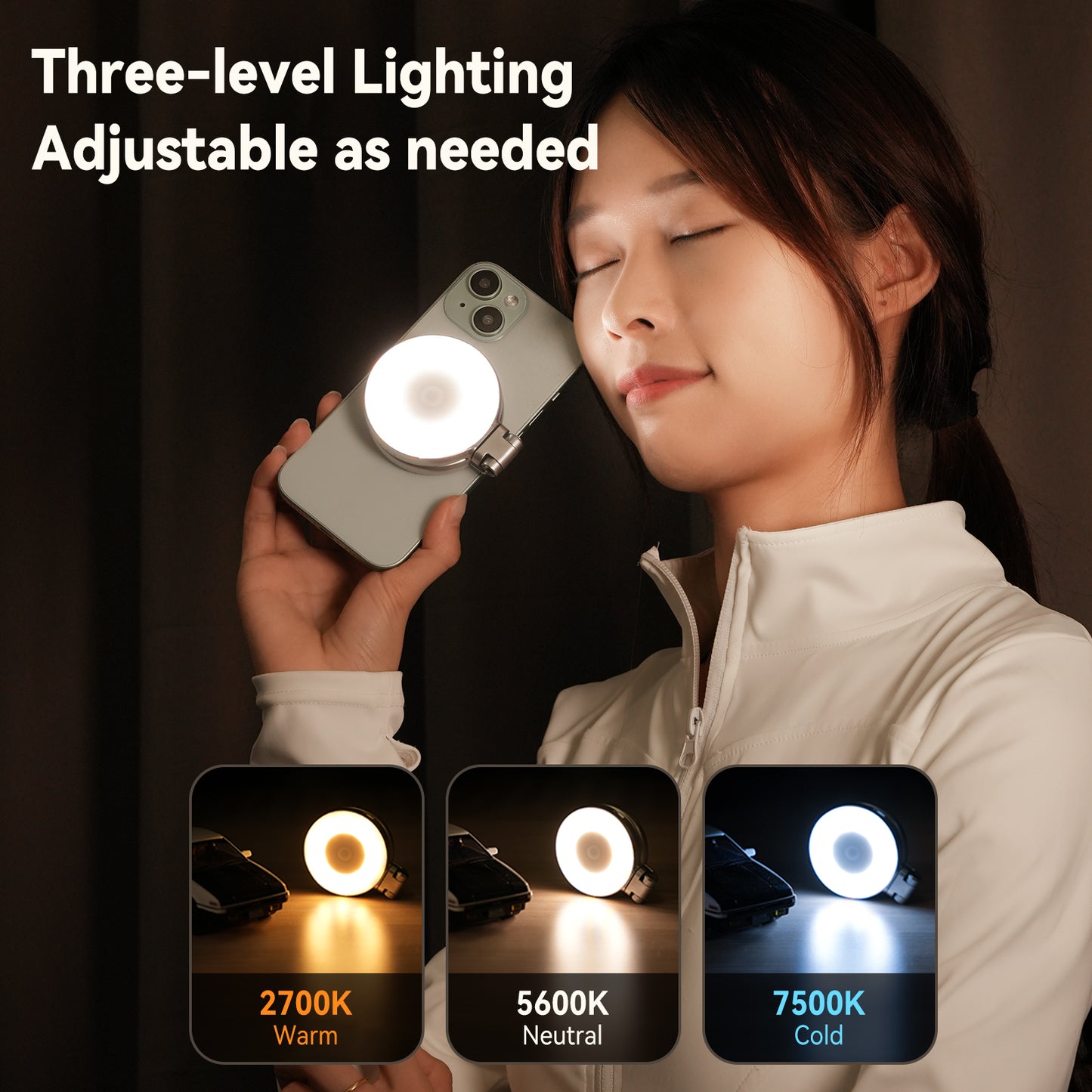 Mini Luz LED Magnética para selfies 3 modos de brillo ajustable para teléfono inteligente